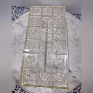 Clear lucite vintage tissue holder with atomic star design